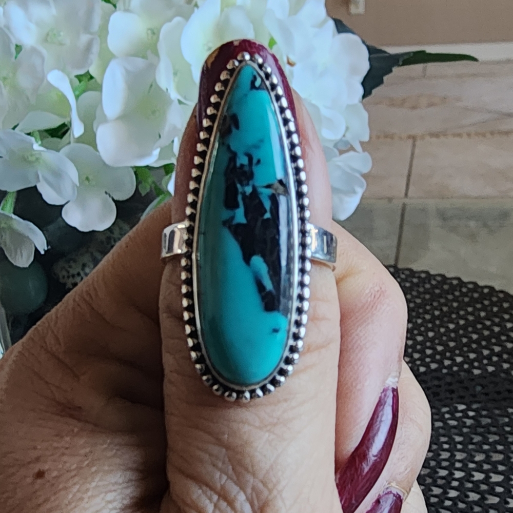 Tibetan Turquoise and Silver Statement Ring